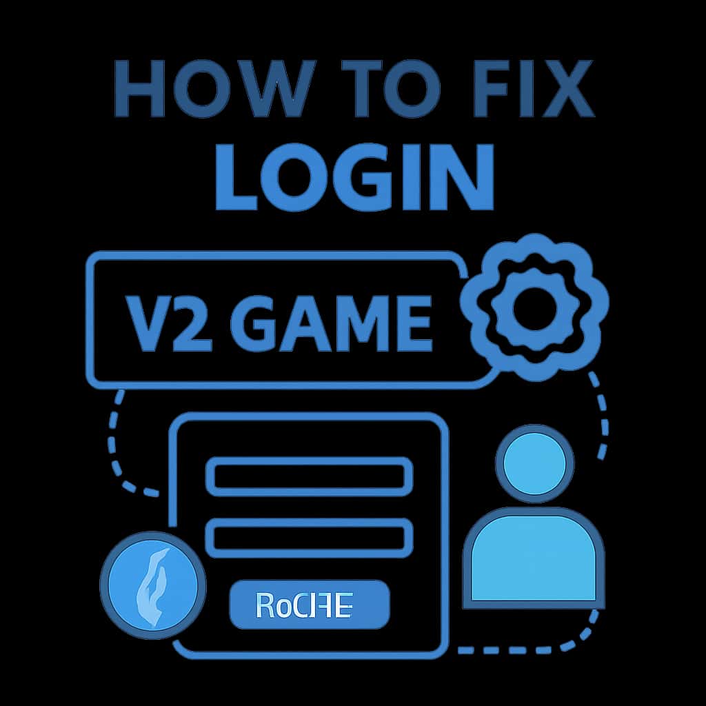Illustration detailing troubleshooting steps for V2 Game login.