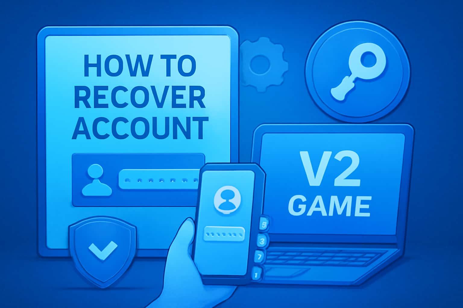 An informative graphic illustrating the process of recovering a V2 Game account.