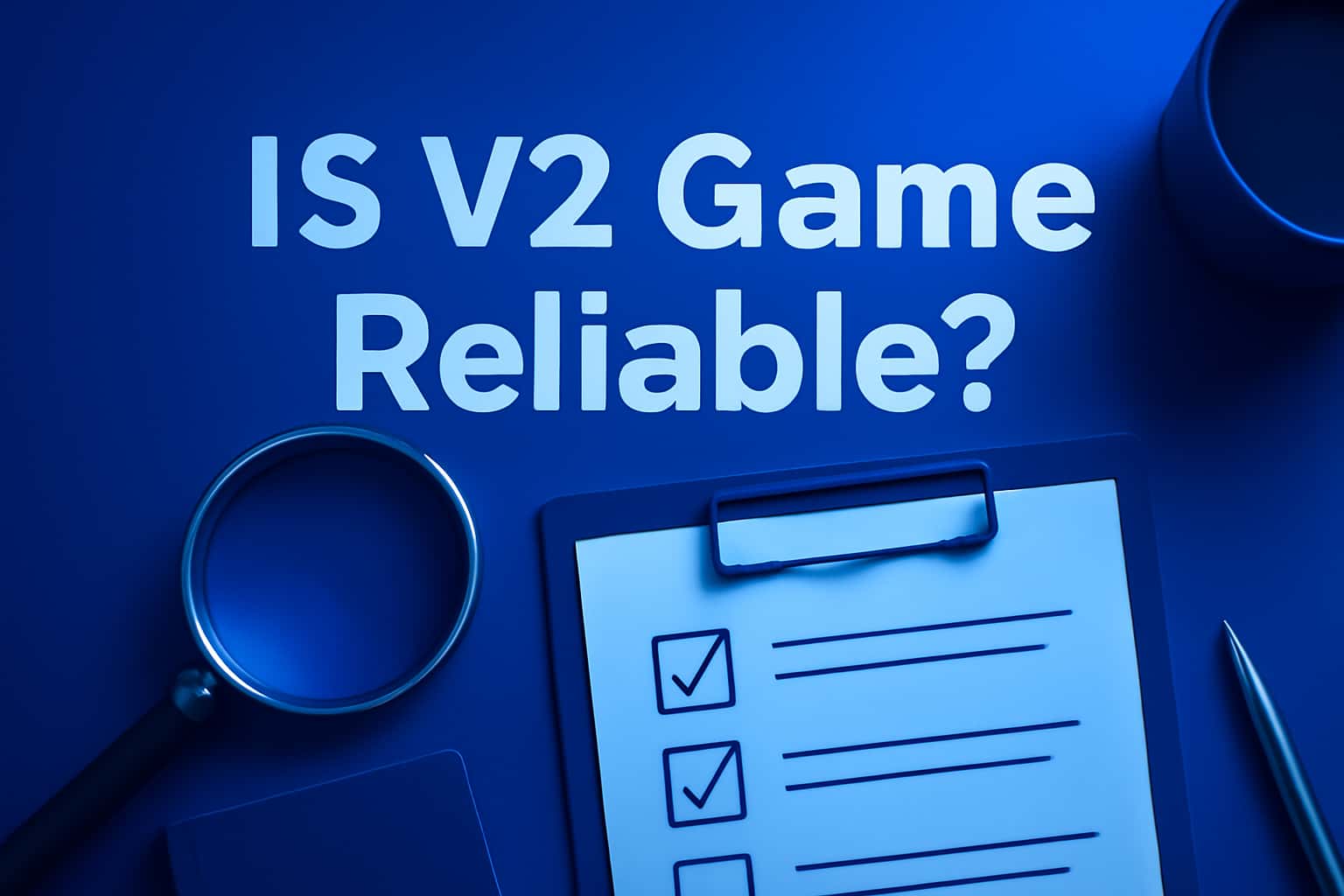 An informational graphic discussing the reliability of V2 Game with a futuristic design.