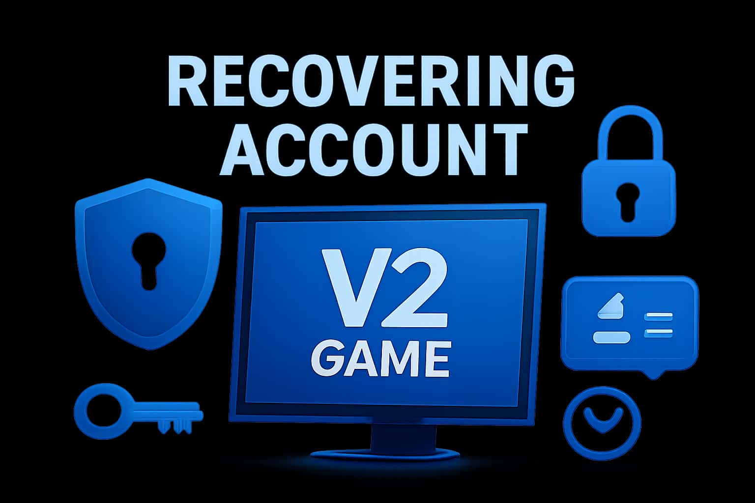 Informative scene depicting steps for recovering a V2 Game account.