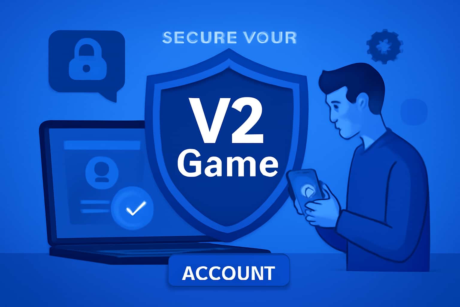 A high-tech illustration representing account security for V2 Game.