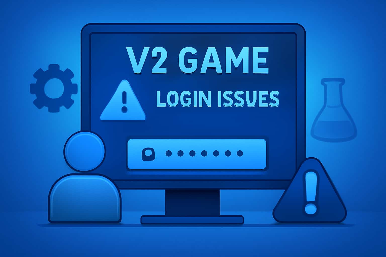A professional informational graphic about V2 Game login issues.