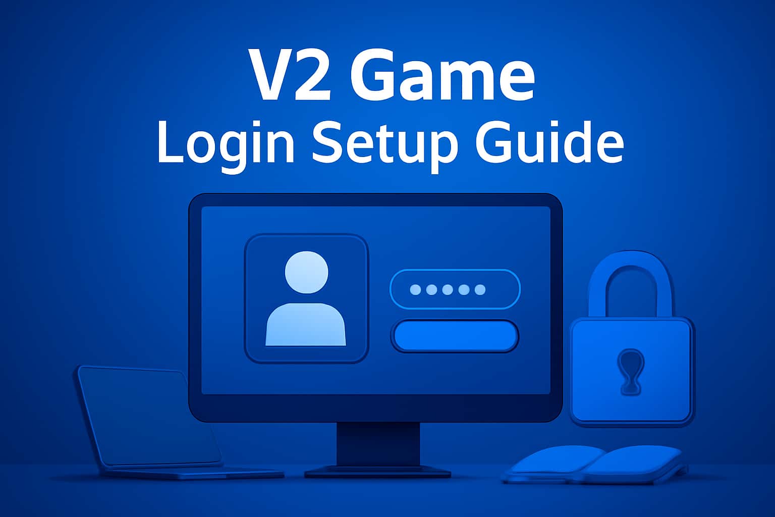 Visual representation of the V2 Game Login Setup Guide in a high-tech environment.