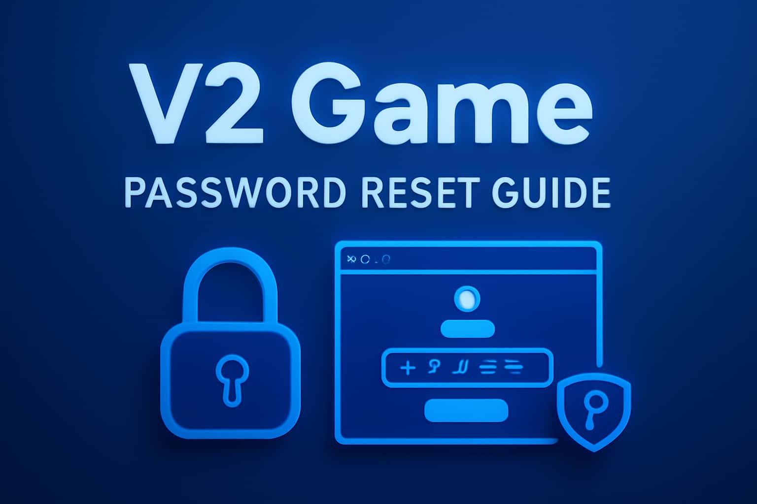 An informational graphic illustrating the V2 Game Password Reset process with modern design elements.