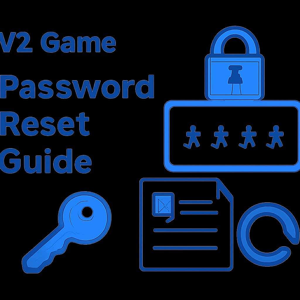 A diagram showing the steps involved in resetting the password for V2 Game.